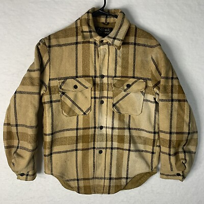 #ad #ad Vintage Oakbrook Sportswear Mens Jacket Beige Plaid Flannel Sears Sz 42 Chest $40.00