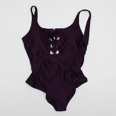 #ad NWT Womens Swim Suit Bikini 1 piece Strappy by MOSSIMO size M Purple $19.99