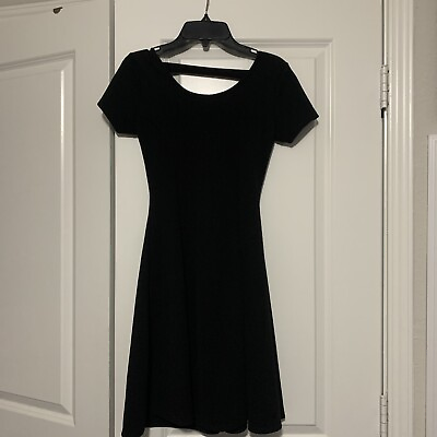 #ad NWOT Mady amp; Nell Short Sleeve Textured Fit amp; Flare Little Black Dress XS $24.00