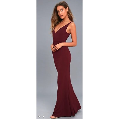 Lulus Melora Floor Length Mermaid Style Burgundy Dress Size S NWT $64.99
