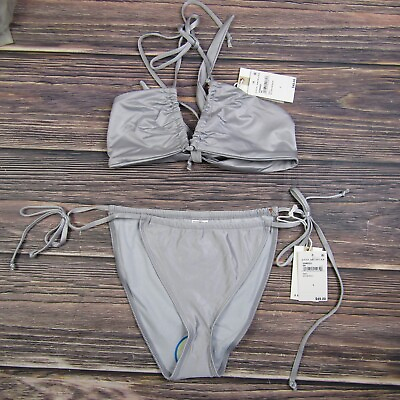 #ad #ad Good American NEW Medium Size 2 Silver 2 Piece Bikini Set Swimsuit Beach $34.99