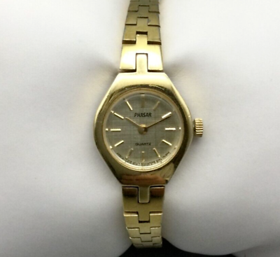 Vintage Sears Phasar Watch Women Gold Tone Round Dial New Battery 5.5quot; $19.99