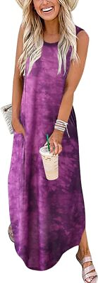 #ad ANRABESS Women#x27;s Casual Loose Sundress Long Dress Sleeveless Split Maxi Dresses $71.52