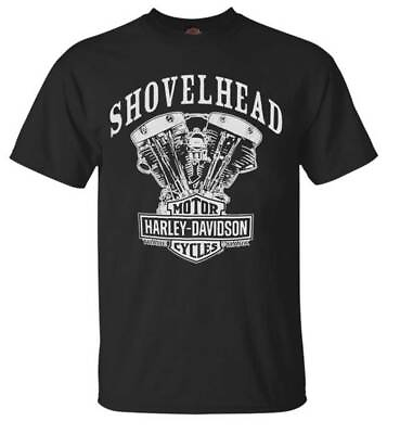 Harley Davidson Men#x27;s T Shirt Shovelhead Engine Short Sleeve Black 30294026 $28.95