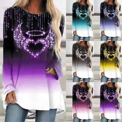 Plus Women Tie Dye Long Sleeve T Shirt Blouse Ladies Casual Loose Pullover Tops $6.99