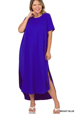 #ad ZENANA Maxi Dress Plus Size Brushed DTY Short Sleeve Pullover $30.59