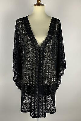 #ad Catalina Lace Swimsuit Cover Up Womens Size 2X 18W 20W Black V Neck Pullover $17.45