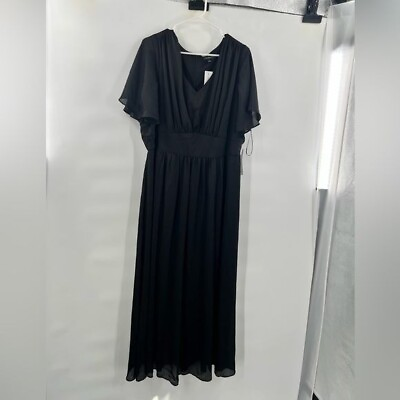 #ad Lane Bryant black maxi dress flutter sleeve size 18 $41.60