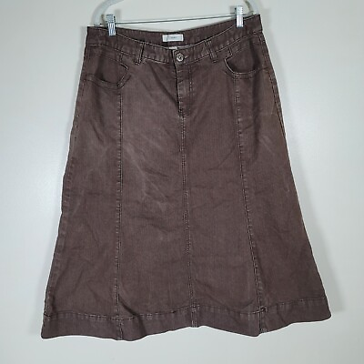 #ad CJ Banks Skirt 16W Plus Brown Straight Style Pockets Modest Long Denim 34 Waist $24.00