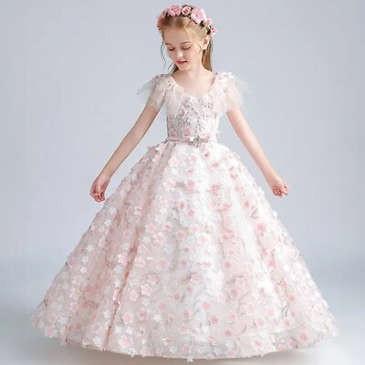 #ad Girls Maxi Dresses Birthday Party Long Evening Gowns Kids Princess Pageant Dress $114.82
