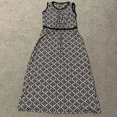 Lands#x27; End Sleeveless Maxi Dress Large Petite 14 16 Navy Aztec $17.47