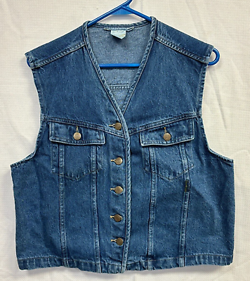 #ad Dillards Dry Goods Women#x27;s Button Up Blue Denim Vest Women#x27;s Size Large $15.00