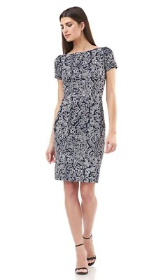 #ad #ad JS Collection Women#x27;s Soutache Cocktail Dress in Navy Silver Size 10 MSRP $229 $68.70