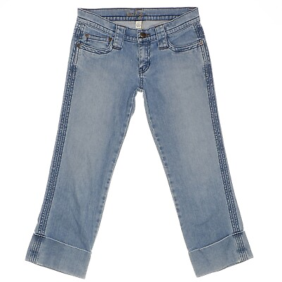 #ad hurley jeans womens junior size 1 27x22.5 cropped cuffed medium light blue denim $17.97