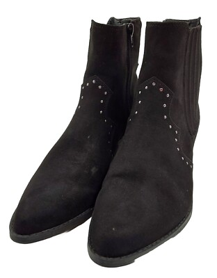 #ad No Boundaries Womens Boots Black Memory Foam Suede Heeled Chelsea Adult Size 9 $17.99