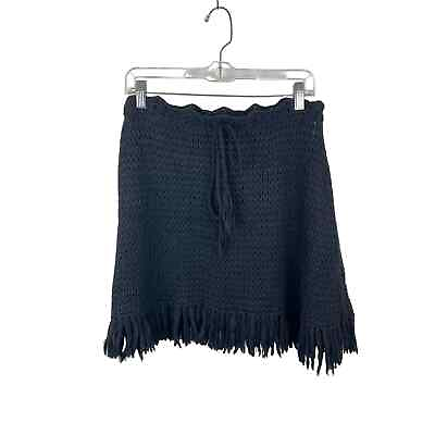 #ad VTG Y2K Elizabeth James Black Crochet Mini Skirt OS $24.99