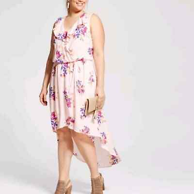 #ad Ava amp; Viv Pink Floral Sleeveless Hi Low Dress Size 3X $14.66