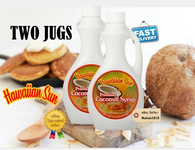 🌺TWO 12.5oz Bottles *Premium* COCONUT SYRUP Hawaiian Sun for Pancakes Drinks $32.85