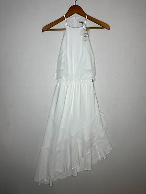 #ad EXPRESS NWT Long White Dress Cute Bottom Waist Tie Strap Women#x27;s Small $11.12