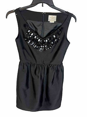 #ad Kate Spade Black Embellished Beaded Cocktail Dress Size 6 v neck cupcake $18.00