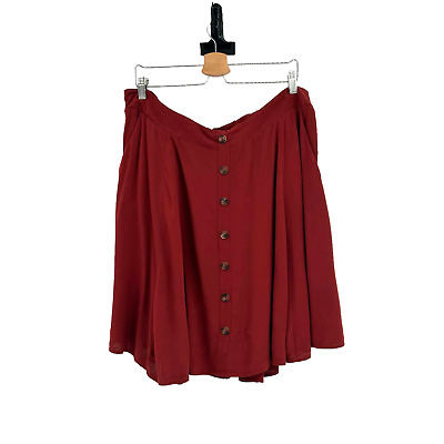 #ad Torrid Brick Red Challis Button Front Mini Skirt Plus Size 2X $32.79