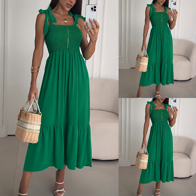 #ad Plus Size Womens Summer Beach Sun Dress Ladies Holiday Strappy Maxi Dresses 8 18 $22.69