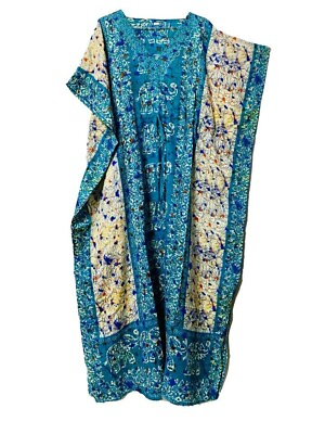 #ad Teal Blue Long Kaftan dress Hippy Boho Maxi Plus Size Women Caftan Tunic Dress $11.49
