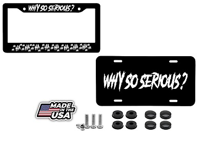 #ad Haha Why So Serious License Plate Frame Joker Funny Cover Front Back White $19.95