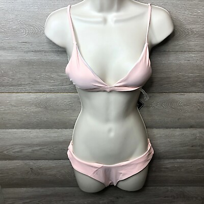 #ad Zaful Womens Size 5 Pink Soft Pad Spaghetti Straps Thong Bikini Set NEW $8.39