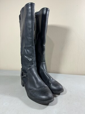 Easy Street women#x27;s black side zip wide calf riding boots size 7.5 wide $20.24