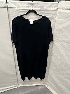 #ad Exclusively Misook Woman Short Sleeve Black Acrylic Knit Dress Size 2X $59.99