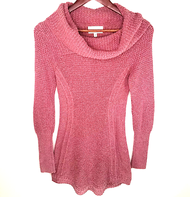 Anthro Angel of the North Womens XS Rosie Cowl Neck Waffle Knit Tunic Sweater $24.99