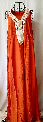#ad NY Collection Women#x27;s Plus Petite Popover Maxi Dress Orange 2XP T25 511 $26.25