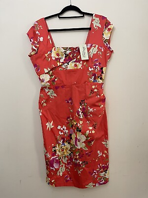 #ad The Pretty Dress Company red orange floral formal occasion dress size 18 stretch GBP 75.00