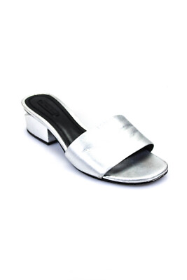 Alexander Wang Womens Heel Cutout Metallic Mules Sandals Silver Size 38.5 8.5 $69.99
