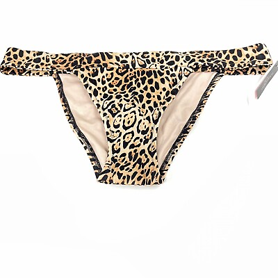 #ad NEW Victorias Secret Bikini Bottoms Size XL Brazilian Cheeky Leopard Black QBT $19.77