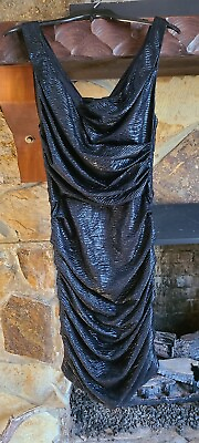 #ad #ad Y2K Express Black Cocktail Dress Sz 2 Goth Punk Rouched Body Con Prom Hoco Party $19.99