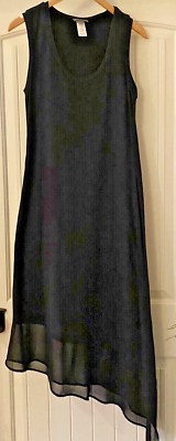 Women’s TOMMY BAHAMA Sz Small Long Sleeveless Maxi Dress Asymmetrical Hem Black $22.00