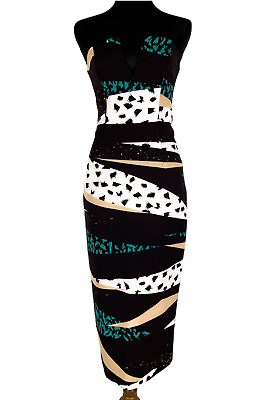 #ad Shona Joy Womens Dress 6 Black Strapless Abstract Animal Print Party Dress AU $49.00