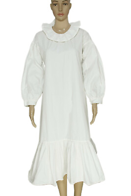 #ad Warm Ruffle Long Sleeve White Casual Maxi Dress New Large L $35.36