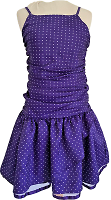#ad #ad Chaps Vintage Purple Dot Dress Cupcake Skirt Short Strappy Cocktail 16 S $77.00