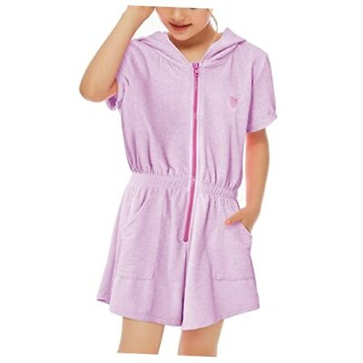 #ad Girls Swim Cover Up Kids Swimsuits Zip Up Beach Cover Ups Large Lavender $42.48