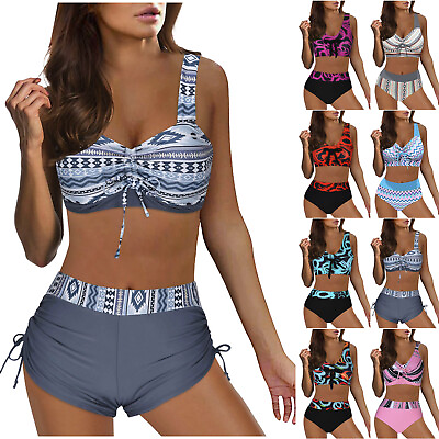 #ad Women Bikini Set Sexy Plus Size High Waisted Beachwear $14.79