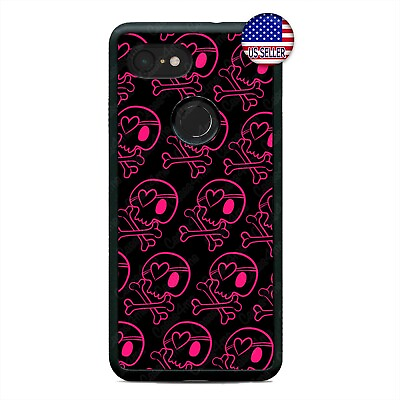 #ad For Google Pixel 3 XL 2XL Hearts Skulls Cell Phone Case Cute Case Funny Cover $18.98