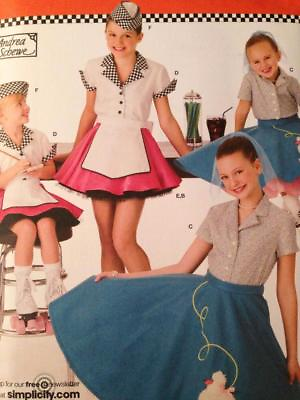 Simplicity Sewing Pattern 3836 Girls Poodle Skirt Shirt Costume Size 3 6 Uncut AU $15.50