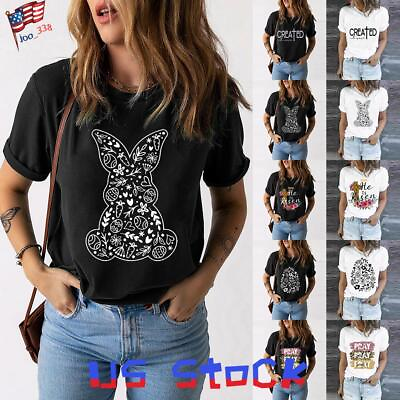 #ad Womens Printed Blouse Party Tops Ladies Summer Short Sleeve Casual Loose Shirts $16.39
