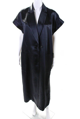 #ad CO Womens Collar Short Sleeves Pockets Button Down Shirt Maxi Dress Black Size S $158.59