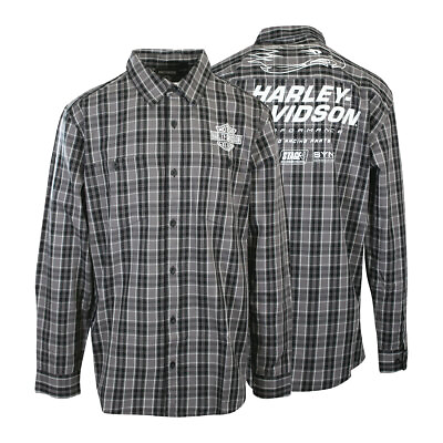 #ad #ad Harley Davidson Men#x27;s Shirt Black Screamin#x27; Eagle Plaid L S S56 $43.75