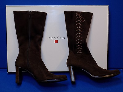 #ad #ad 5 M Pasaro Brown Faux Suede Leather Ladies Womens Boots Heels Shakira High Zip 5 $39.99