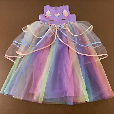#ad Girls US Size 6 Lilac Colorful Layered Tulle Sleeveless Party Dress New $19.27